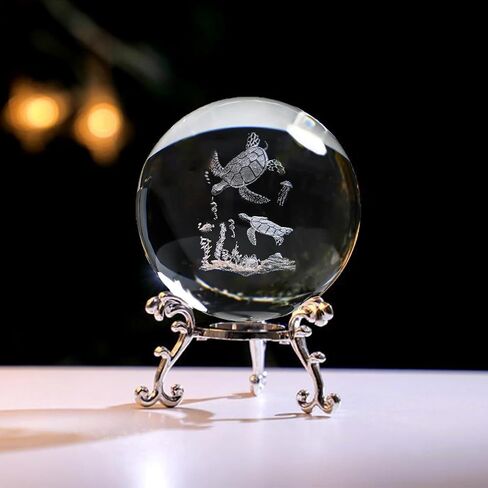 Chinese Dragon Crystal Ball with Stand 3D Laser Engraved Dragon Statue Decor Glass Sphere Paperweight Gifts for Men Kids(2.4 in) in Saudi Arabia