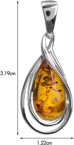 Amber Sterling Silver Drop Pendant Necklace18 Inches in Saudi Arabia