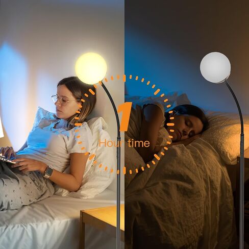 Dimmable Floor Lamp with Remote, Black Standing Lamp Arched,Modern Floor Lamps for Bedrooms,15W LED Adjustable,Tall,Black,Gooseneck in Kuwait