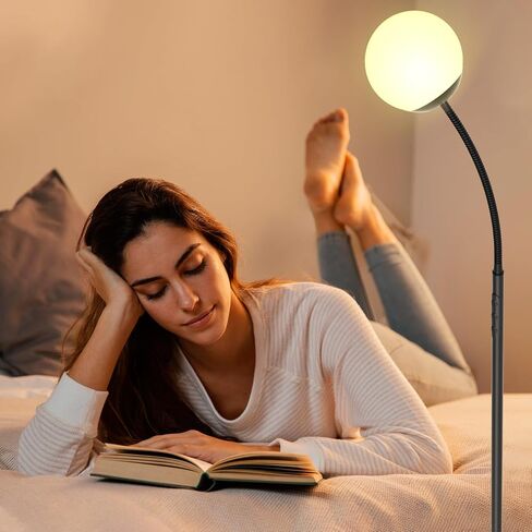Dimmable Floor Lamp with Remote, Black Standing Lamp Arched,Modern Floor Lamps for Bedrooms,15W LED Adjustable,Tall,Black,Gooseneck in Kuwait
