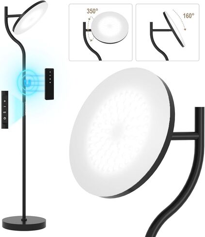 PESRAE 36W/3600LM LED Torchiere مصباح قائم فائق السطوع لغرفة المعيشة، مصباح طويل قابل للتدوير مع جهاز تحكم عن بعد، درجات حرارة اللون بدون خطوات ومصابيح أرضية خافتة لمكتب غرفة النوم in Kuwait