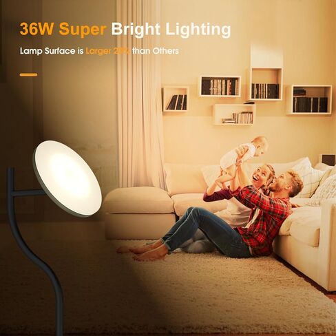 PESRAE 36W/3600LM LED Torchiere مصباح قائم فائق السطوع لغرفة المعيشة، مصباح طويل قابل للتدوير مع جهاز تحكم عن بعد، درجات حرارة اللون بدون خطوات ومصابيح أرضية خافتة لمكتب غرفة النوم in Kuwait