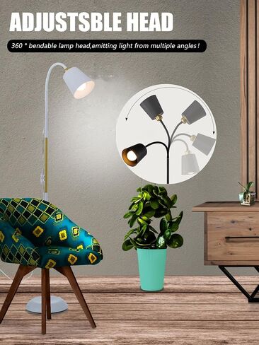 AoMck Gooseneck Floor Lamp Industrial Adjustable Floor Lamp Reading Lamp Standing Floor Lamp for Bedroom Living Room with Adjustable Bendable 2 in 1 Small Arc Corner Floor Reading Table Lamps (Black) in Saudi Arabia