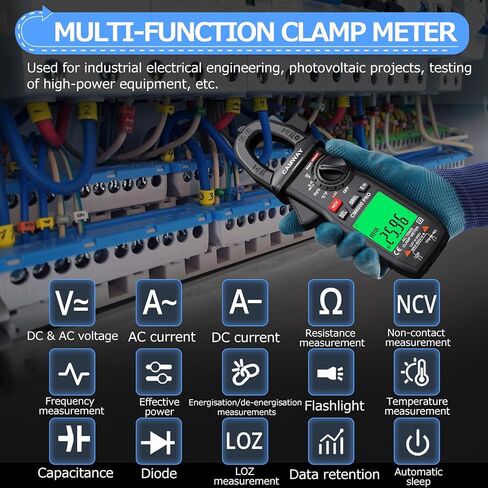 CAMWAY Clamp Meter,Digital Clamp Multimeter,TRMS 6000counts 600A AC/DC Current, AC/DC Voltage NCV Continuity Capacitance Resistance Frequency Diode LOZ Test,Large Backlit LCD Portable Amp Clamp Tester in Saudi Arabia