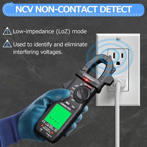 CAMWAY Clamp Meter,Digital Clamp Multimeter,TRMS 6000counts 600A AC/DC Current, AC/DC Voltage NCV Continuity Capacitance Resistance Frequency Diode LOZ Test,Large Backlit LCD Portable Amp Clamp Tester in Saudi Arabia