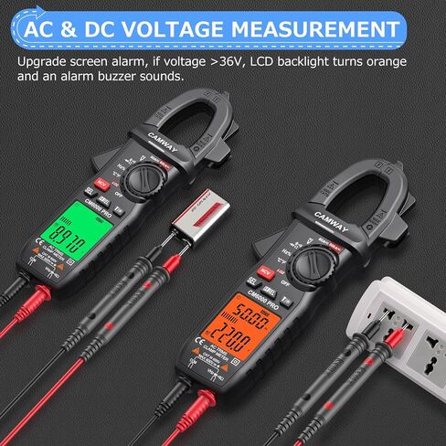 CAMWAY Clamp Meter,Digital Clamp Multimeter,TRMS 6000counts 600A AC/DC Current, AC/DC Voltage NCV Continuity Capacitance Resistance Frequency Diode LOZ Test,Large Backlit LCD Portable Amp Clamp Tester in Saudi Arabia