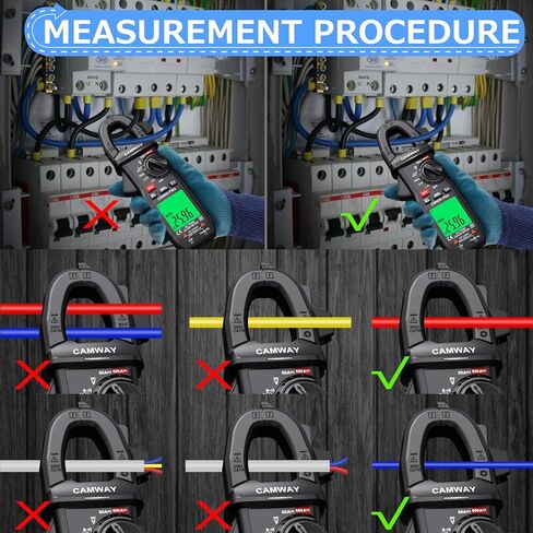 CAMWAY Clamp Meter,Digital Clamp Multimeter,TRMS 6000counts 600A AC/DC Current, AC/DC Voltage NCV Continuity Capacitance Resistance Frequency Diode LOZ Test,Large Backlit LCD Portable Amp Clamp Tester in Saudi Arabia