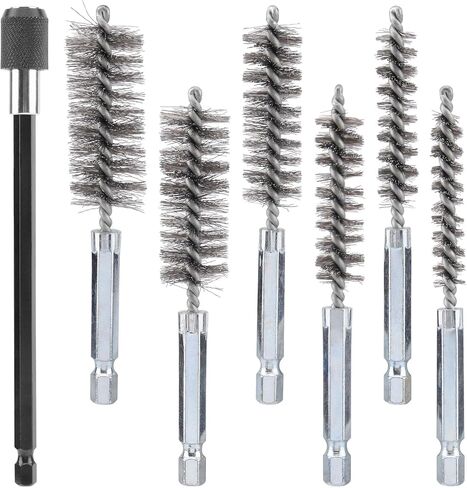 7 قطع من فرشاة الحفر للحفر، فرشاة الحفر، مجموعة فرشاة تجويف الأسلاك الملتوية بأحجام مختلفة، أنابيب منزلية من الفولاذ المقاوم للصدأ للمنافذ والأنابيب والمحامل والأسطوانات أو الأماكن الضيقة الأخرى in Kuwait