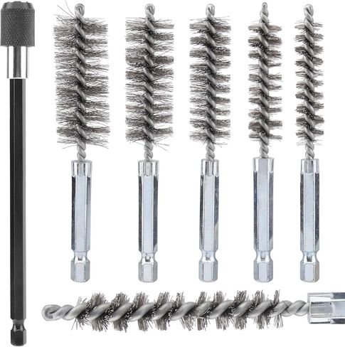 7 قطع من فرشاة الحفر للحفر، فرشاة الحفر، مجموعة فرشاة تجويف الأسلاك الملتوية بأحجام مختلفة، أنابيب منزلية من الفولاذ المقاوم للصدأ للمنافذ والأنابيب والمحامل والأسطوانات أو الأماكن الضيقة الأخرى in Kuwait