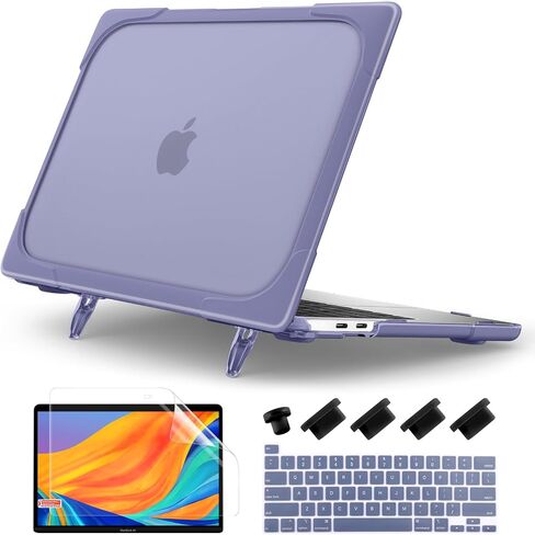 DONGKE for MacBook Pro 13 inch Case 2023 2022 2021 2020 A2338 M2 M1 A2289 A2251 with Touch Bar & Touch ID, Heavy Duty Rugged Shockproof Plastic Hard Shell with Fold Kickstand, Lavender Gray in Saudi Arabia