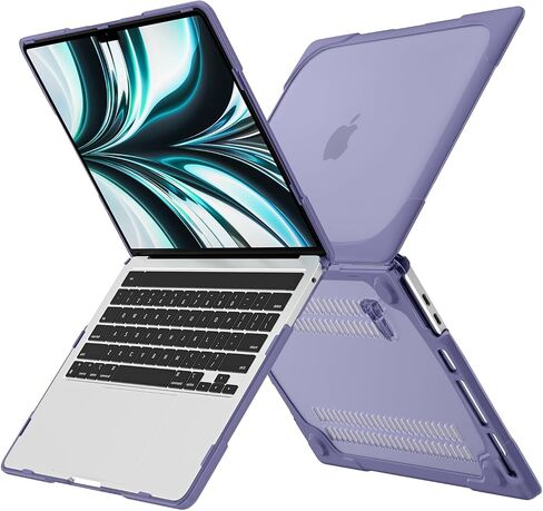 DONGKE for MacBook Pro 13 inch Case 2023 2022 2021 2020 A2338 M2 M1 A2289 A2251 with Touch Bar & Touch ID, Heavy Duty Rugged Shockproof Plastic Hard Shell with Fold Kickstand, Lavender Gray in Saudi Arabia