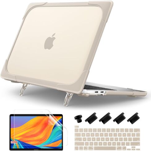 حافظة DONGKE لجهاز MacBook Pro 13 بوصة 2023 2022 2021 2020 A2338 M2 M1 A2289 A2251 مع شريط اللمس ومعرف اللمس، هيكل صلب من البلاستيك المتين المقاوم للصدمات مع مسند قابل للطي، رمادي لافندر in Kuwait