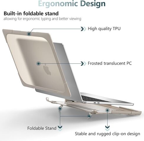 حافظة DONGKE لجهاز MacBook Pro 13 بوصة 2023 2022 2021 2020 A2338 M2 M1 A2289 A2251 مع شريط اللمس ومعرف اللمس، هيكل صلب من البلاستيك المتين المقاوم للصدمات مع مسند قابل للطي، رمادي لافندر in Kuwait