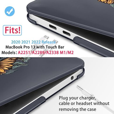 حافظة Mektron لجهاز MacBook Pro 13 بوصة إصدار 2022 2020 A2338 M2 M1 A2289 A2251، غطاء بلاستيكي صلب مطبوع مع غطاء لوحة المفاتيح لجهاز MacBook Pro الجديد 13.3 بوصة، شريط لمس، صبار بألوان مائية in Kuwait