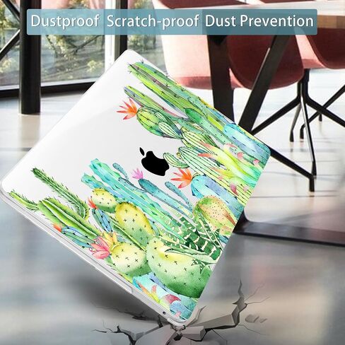 حافظة Mektron لجهاز MacBook Pro 13 بوصة إصدار 2022 2020 A2338 M2 M1 A2289 A2251، غطاء بلاستيكي صلب مطبوع مع غطاء لوحة المفاتيح لجهاز MacBook Pro الجديد 13.3 بوصة، شريط لمس، صبار بألوان مائية in Kuwait