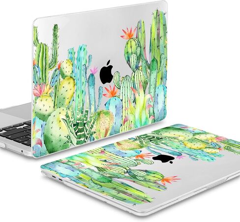 حافظة Mektron لجهاز MacBook Pro 13 بوصة إصدار 2022 2020 A2338 M2 M1 A2289 A2251، غطاء بلاستيكي صلب مطبوع مع غطاء لوحة المفاتيح لجهاز MacBook Pro الجديد 13.3 بوصة، شريط لمس، صبار بألوان مائية in Kuwait