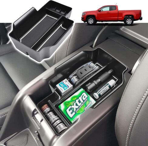 صينية تنظيم وحدة التحكم المركزية متوافقة مع ملحقات Chevy Colorado/GMC Canyon 2015 2016-2020 2021 2022، إدراج صندوق تخزين ثانوي ABS ومسند الذراع وحامل العملات المعدنية باللون الأسود in Saudi Arabia
