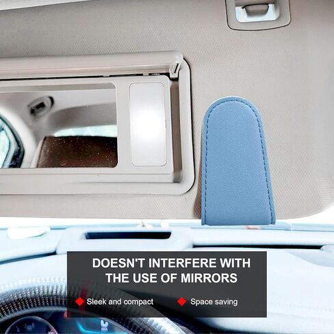 2 PCS Sunglasses Holder for Car Visor, Magnetic Leather Auto Eyeglass Hanger Clip, Visor Ticket Card Clip Eyeglasses Mount, Universal Interior Visor Car Accessories Gadgets (Beige) in Kuwait