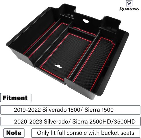 Center Console Organizer Compatible with 2019-2022 Chevy Silverado 1500/GMC Sierra 1500 and 20-23 Silverado/Sierra 2500HD/3500HD (Full Console with Bucket Seats ONLY) Accessories Tray Black in Saudi Arabia