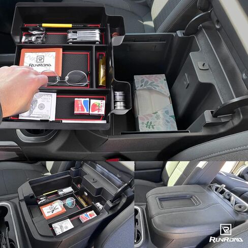 Center Console Organizer Compatible with 2019-2022 Chevy Silverado 1500/GMC Sierra 1500 and 20-23 Silverado/Sierra 2500HD/3500HD (Full Console with Bucket Seats ONLY) Accessories Tray Black in Saudi Arabia