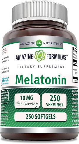 Amazing Nutrition Melatonin Supplement | 10 Mg Per Serving | 120 Softgels | Non-GMO | Gluten Free | Made in USA in Saudi Arabia