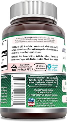 Amazing Nutrition Melatonin Supplement | 10 Mg Per Serving | 120 Softgels | Non-GMO | Gluten Free | Made in USA in Saudi Arabia