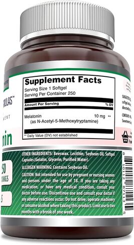 Amazing Nutrition Melatonin Supplement | 10 Mg Per Serving | 120 Softgels | Non-GMO | Gluten Free | Made in USA in Saudi Arabia