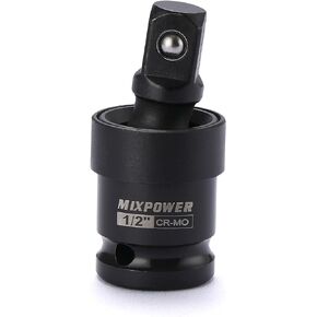 MIXPOWER 1/2-Inch Drive Impact Universal Joint, CR-MO Steel, Radius Corner Design, Flexible, Impact Rated, 1/2" U-Joint Adapter