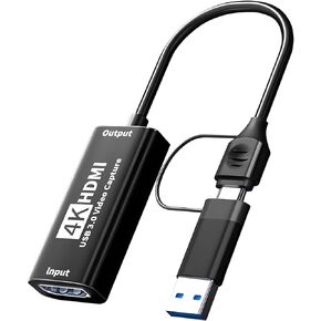 Capture Card, Video Capture Card HDMI to USB/Type-C 1080P 60FPS Game Capture Card for Streaming, Teaching, Video conferencing or Live Broadcasting, MO-CJ160