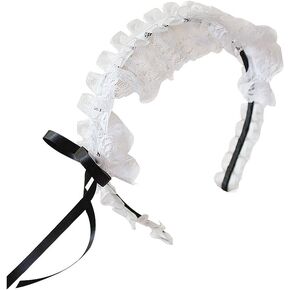 YOMORIO Women's Hair Hoop Anime Maid Cosplay Headband Lolita Lace Flower Headwear Hair Accessory White