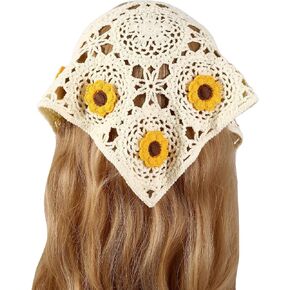 Floerns Women's Accessories Floral Hair Scarf Crochet Kerchief Vintage Headbands in Kuwait