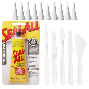 Contact Adhesive and Sealant Bundle: 2 fl oz Tube with 10 Snip Tip Applicators and a Set of 5 Plastic Spreader Tools by 203Brands to Provide Optimal Spread on Any Given Angle or Surface