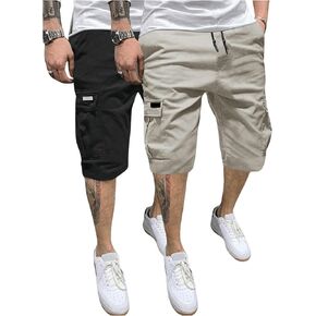 SOLY HUX Men's Classic Cargo Shorts 2 Packs Hiking Shorts Straight Leg Short with Pockets
