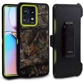 Compatible for Motorola Edge 2023/Edge 40 Rugged Case with Belt Clip Holster, Heavy Duty Shockproof Locking Swivel Holster Kickstand Hard Phone Cover (Black)