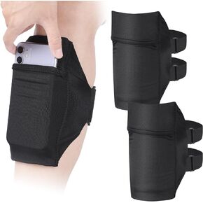 2 Packs Cell Phone Leg Straps Leg Phone Holder Arm Smartphone Band Non Slip Ankle Wallet Calf Leg Phone Straps Adjustable Arm Pouch for Women Men Running Hiking Equestrian Motorcycle, Black