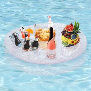 PVC Inflatable Floating Drink Holder for Pool,Beachs,Beverage Salad Fruit Serving Bar Pool Float Party Accessories Water Fun Decorations