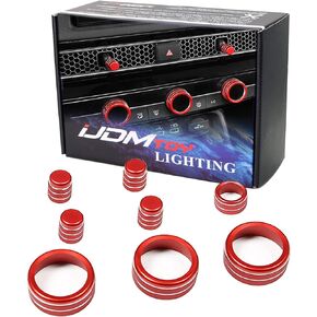 iJDMTOY 8pcs Sports Red Anodized Aluminum AC Climate Controls, Air Vent & Audio Volume Switch Covers Decorations Compatible with Honda 2022-up Civic, 2023-up Accord