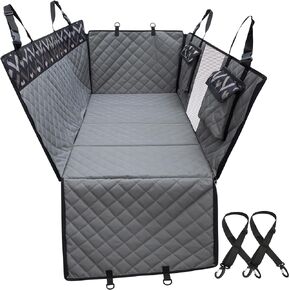 Back Seat Extender, Car Seat Cover for Dogs with Hard Bottom as a Hammock Bridge for Pets Travel, Waterproof Back Seat Protector Fits for Standard Cars & SUVs (Black)