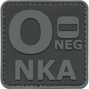 Subdued ACU ONEG O- NKA Blood Type No Known Allergies Tactical Morale PVC Rubber Fastener Patch