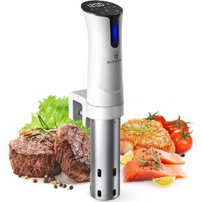 BLITZHOME Sous Vide Machine, 1100W Sous Vide Cooker with Accurate Temperature & Timer, Ultra Quiet Stainless Precision Immersion Circulator Device, Kitchen Gadgets with Recipes, White