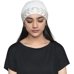 Women's Bamboo Solid Hijab Cap with Rhine Stones Fashion Chemo Headwear…