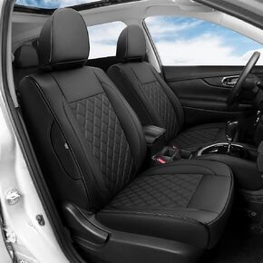 GIANT PANDA Customized Full Set Car Seat Covers for Nissan Rogue Sport Hybrid 2020 2021 2022 2023,Faux Leather (Black)