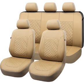 Flying Banner car seat Covers Faux Leather Heavy Duty Rear Bench Split Full Set Water Proof Universal fit car Truck SUV (Black, Full Set - Seat Covers)