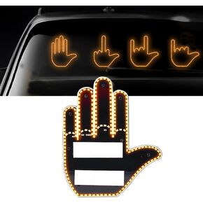 1 PC Car LED Gesture Light, 5.9" x 3.85" Multi-functional Warning Reminder Anti-rear Collision Interactive Palm Light, Rear Window Emblem Accessories, Compatible with Most Car Models (Yellow) in Saudi Arabia
