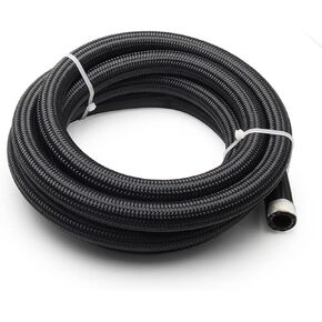 12AN 3/4" Fuel Line Hose 20FT CPE Braided Nylon Stainless Steel Transmission Oil Cooler Line Coolant Hose Fuel Line Pump Gas, Exhaust Gas, Vacuum, Hydraulic Oil Diesel Hose Line Black