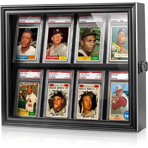 Graded Cards Display Frame, Baseball Card Display Case Wall Mount Sports Trading Card Display Case-Black
