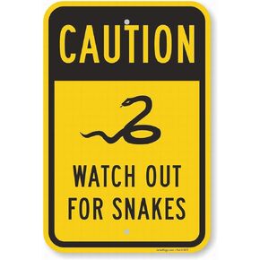 Safety Sign 8x12 Danger Sign Watch Out for Snakes Wall Art Warning Caution Tin Signs Metal Road Yard Decor