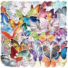 50Pcs Beautiful Butterfly Decal Set Assorted Butterfly Sticker Cute Vinyl Decals for Nature Lovers