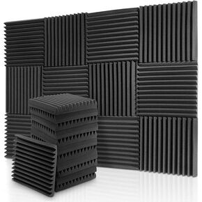 Acoustic Panels 24 Pack, Soundproof Foam Panels For Walls 1 x 12 x 12 Inches, Noise Reducing Studio Soundproofing Wedges, High Density Sound Absorbing Panels, Charcoal