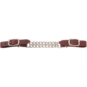 Royal King Double Chain Leather Curb Chain - Dark Brown
